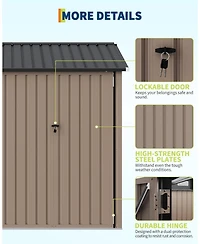 gaomon 6x8 Feet Outdoor Storage Shed, Metal Garden Tool Shed with Lockable Door, Window and Vents, Galvanized Steel Frame, Sloped Roof Utility Storage