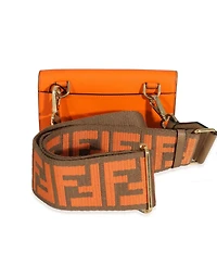Pre-Owned Fendi Orange Calfskin Mini Flat Baguette with Brown 'Strap You' Strap