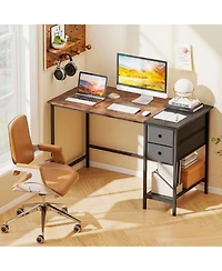 Slickblue 48 Inch Computer Desk with 2 Fabric Drawers Industrial Style