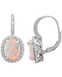 Macy's Lab Grown Opal (3 ct. t.w.) & Lab Grown White Sapphire (0.56 ct. t.w.) Earrings in Sterling Silver