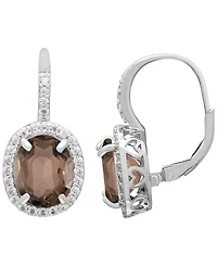 Macy's Smokey Topaz (7 ct. t.w.) & White Topaz (0.56 ct. t.w.) Earrings in Sterling Silver