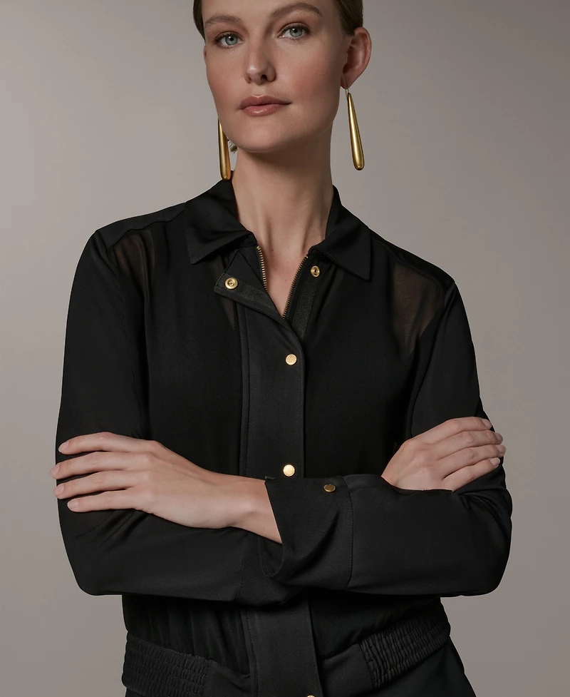 Donna Karan New York Petite Mix Media Zipper Jacket
