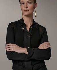Donna Karan New York Petite Mix Media Zipper Jacket