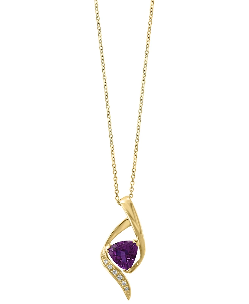 Effy Collection Amethyst (1-3/8 ct. t.w.) & Diamond (1/20 ct. t.w.) Pendant Necklace in Gold Over Sterling Silver