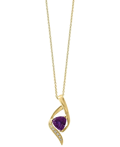 Effy Collection Amethyst (1-3/8 ct. t.w.) & Diamond (1/20 ct. t.w.) Pendant Necklace in Gold Over Sterling Silver