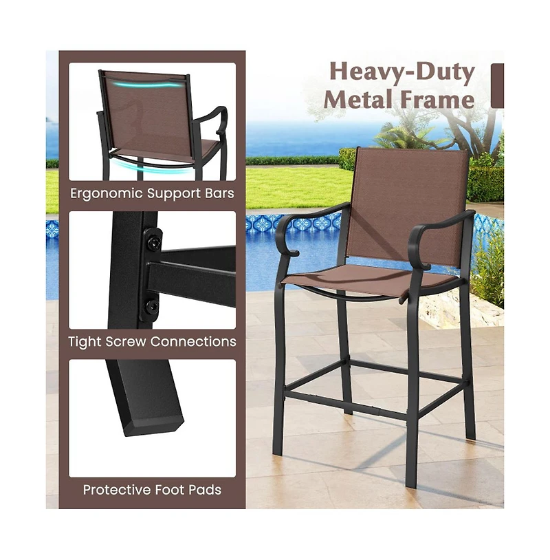 Boyel Living Outdoor Counter Height Bar Stools Set of 2 with Breathable Mesh Fabric