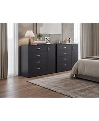 Fm Furniture Lund Set of 2 Dressers, Minimalist Modern Style, High Capacity Bedroom Storage Furniture