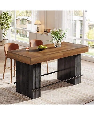 Tribesigns 62.2'' Dining Table for 4-6, Kitchen with Footrest, Counter Height Room Table, High Top Bar