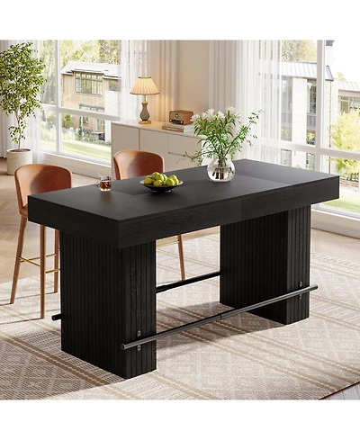 Tribesigns 62.2'' Dining Table for 4-6, Kitchen with Footrest, Counter Height Room Table, High Top Bar