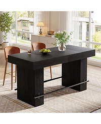 Tribesigns 62.2'' Dining Table for 4-6, Kitchen with Footrest, Counter Height Room Table, High Top Bar