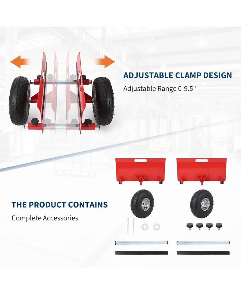 gaomon Panel Dolly 600 Lbs Capacity Slab Dolly with 10in Inflatable Rubber Tires and Adjustable Clamp for Drywall Sheets Doors and Heavy