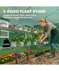 Outsunny Walk-in Tunnel house with Shelves, Plant Hot House,