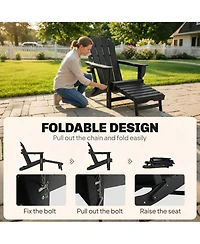 Outsunny Adirondack Chair Set of 2, Hdpe Fire Pit with Cup Holder