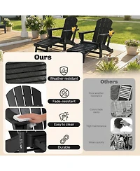 Outsunny Adirondack Chair Set of 2, Hdpe Fire Pit with Cup Holder