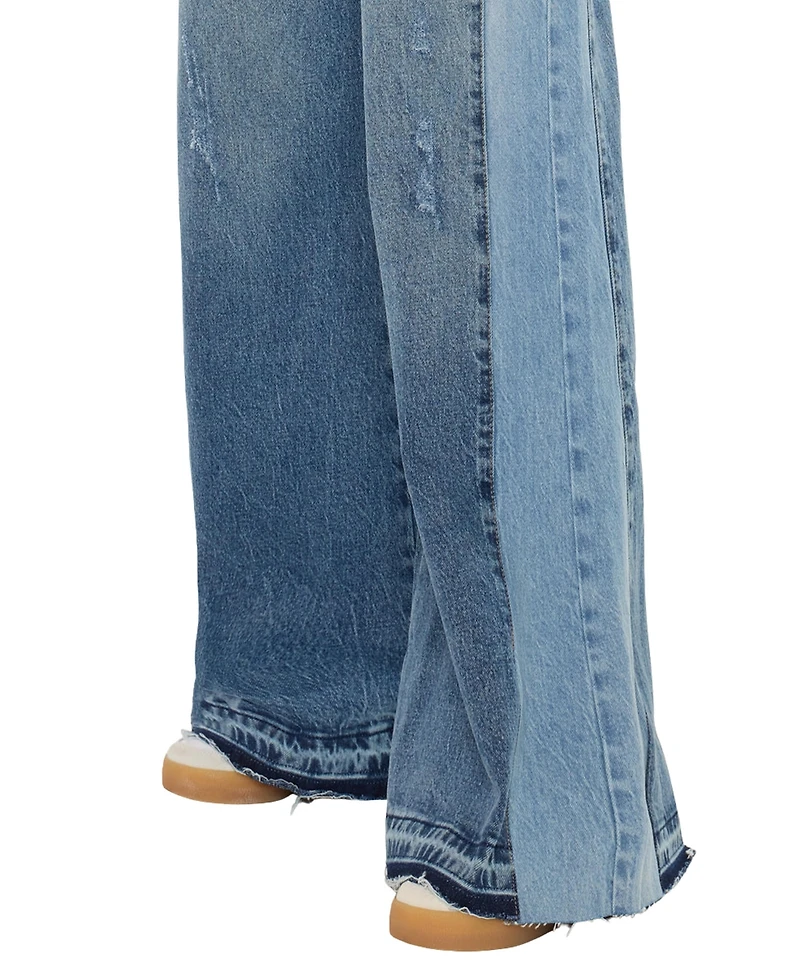KanCan Women's Clover High Rise Wide Leg Jeans