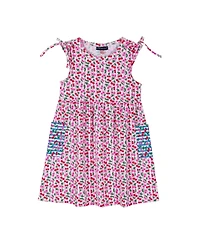 Andy & Evan Toddler Girls Cherry Striped Blocked Dress With Scalloped Neck Binding