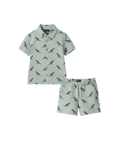 Andy & Evan Toddler Boys Stripe Dino Short Sleeve Cabana Set