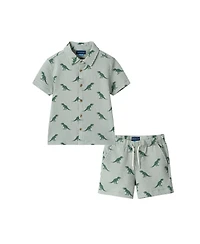Andy & Evan Toddler Boys Stripe Dino Short Sleeve Cabana Set
