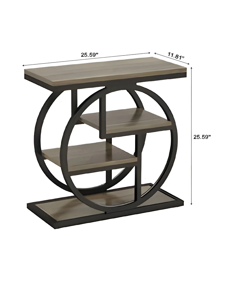 Slickblue Wood End Table with 4 Tier Storage Shelves for Living Room
