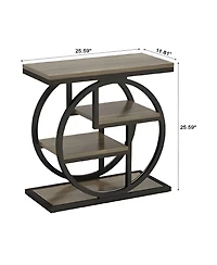 Slickblue Wood End Table with 4 Tier Storage Shelves for Living Room