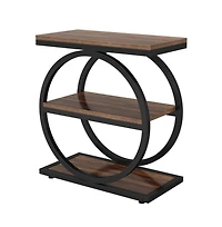 Slickblue 3 Tier End Table with Round Metal Frame for Living Room