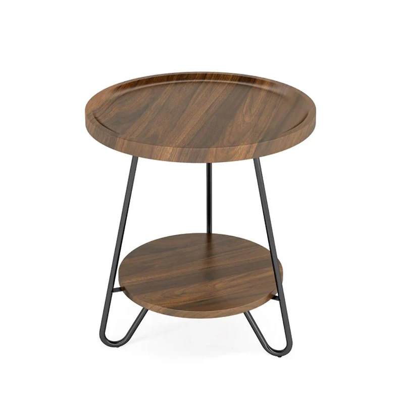 Slickblue 2-Tier Round End Table, Accent Side Table with Metal Legs