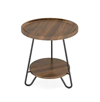 Slickblue 2-Tier Round End Table, Accent Side Table with Metal Legs