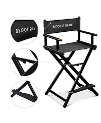 Byootique 28" Height Tall Director Chair Folding Artist Makeup Foot Rest Salon