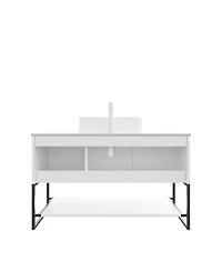 Sillysis Inch Freestanding Bathroom Vanity with Ceramic Basin, Carrara Sintered Stone Top, Soft Close Storage, Pre-assembled