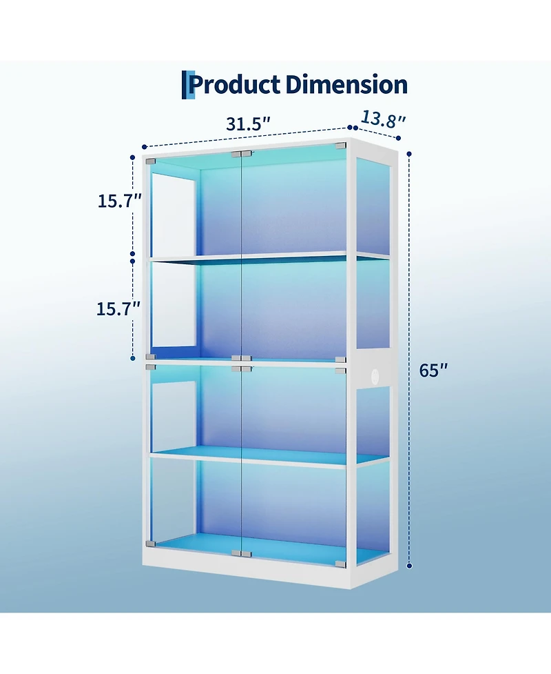 homfan Set of 2 Glass Display Cabinet 4-Tier