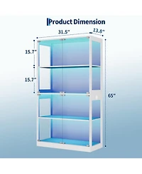 homfan Set of 2 Glass Display Cabinet 4-Tier