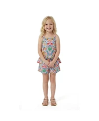 Andy & Evan Toddler Girls Cheetah Textured Cotton Poplin Top and Short Set
