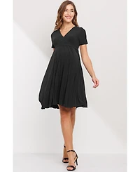 Hello Miz Maternity A-Line Pleated V-Neck Nursing Dress
