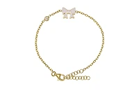 Lily Nily Enamel Bow and Cubic Zirconia Bezel Station Chain Link Bracelet in 14K Gold over Sterling Silver