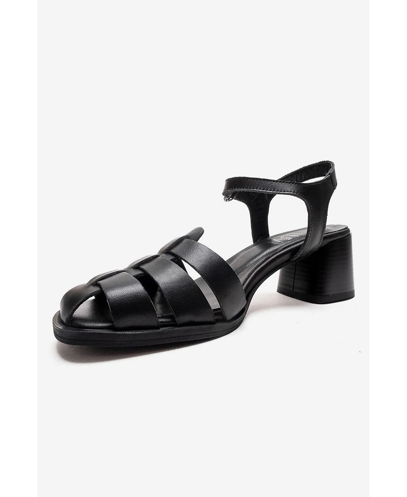 Forever & Always Shoes Devora Leather Block Heel Sandal