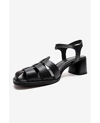 Forever & Always Shoes Devora Leather Block Heel Sandal