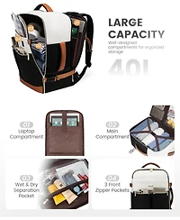 Lovevook Travel Backpack for Women, Tsa Carry On Flight Approved Luggage, 40L Water Resistant Personal Item Daypack Large Weekender Bag