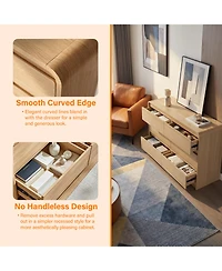 Rainsken Modern 6 Drawers Dresser, with Spacious Countertop, Curved Edge Design, Wood Storage Cabinet with Concealed Handles, for Bedroom,Living Room