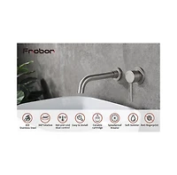 Phying Wall Mount Faucet for Bathroom Sink or Bathtub, Single Handle 2 Holes Brass Rough-in Valve Included, Brushed Nickel