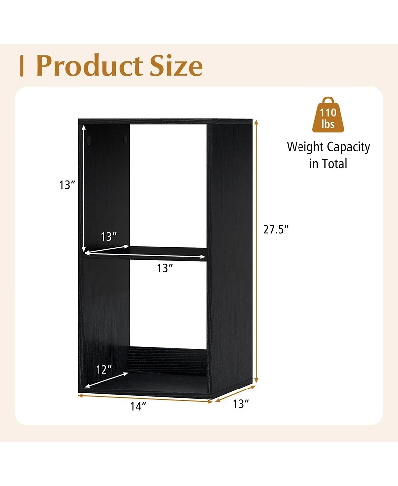 Gymax 2PCS -Cube Bookshelf Modern Vertical Bookcase w/ Anti-tipping Kits