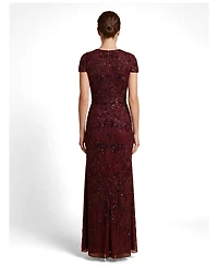 Lara Women's Beaded Cap Sleeve Gown