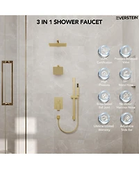 Everstrein 10" High-Pressure Rainfall Shower Faucet with Handheld Spray and Slide Bar Wall Mount Dual Head System