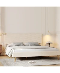 homfan Adjustable Soft Headboard Upholstered Bed Frame