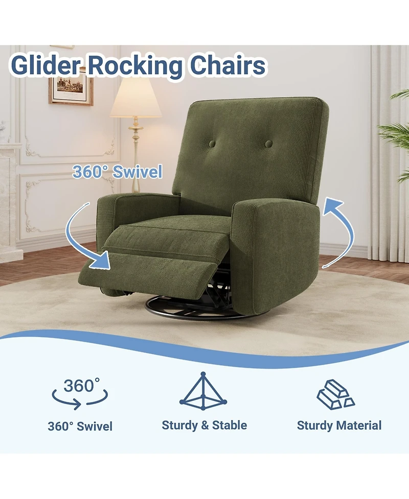homfan Recliner Chairs, Swivel Rocker Recline, Glider Recliner Nursery Chair, Recliner Chair for Adults, 360degree(s)Swivel Glider Rocking Chair