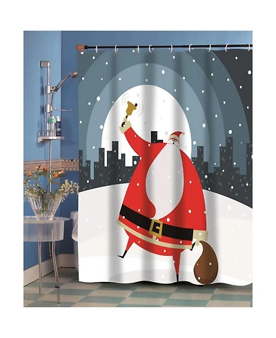 Carnation Home Fashions "Santa in the City" Fabric Shower Curtain