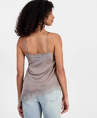Madden Girl Juniors' Satin Lace-Trim Asymmetric Cami