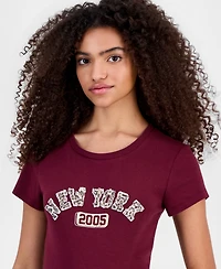 Madden Girl Juniors' New York Embroidered T-Shirt