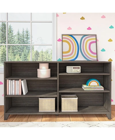 Max & Lily Classic 6-Shelf Bookcase, Solid Wood Bookcase for Kids Bedroom/Playroom