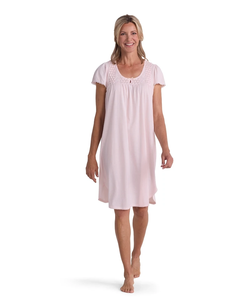 Miss Elaine Women's Short-Sleeve Solid Short Nightgown