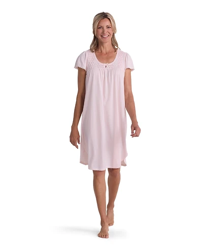 Miss Elaine Women's Short-Sleeve Solid Short Nightgown